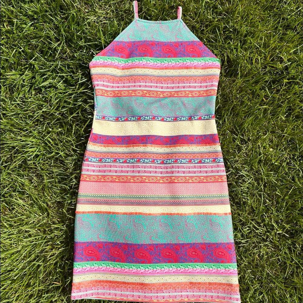 Dress with patterned and body con
